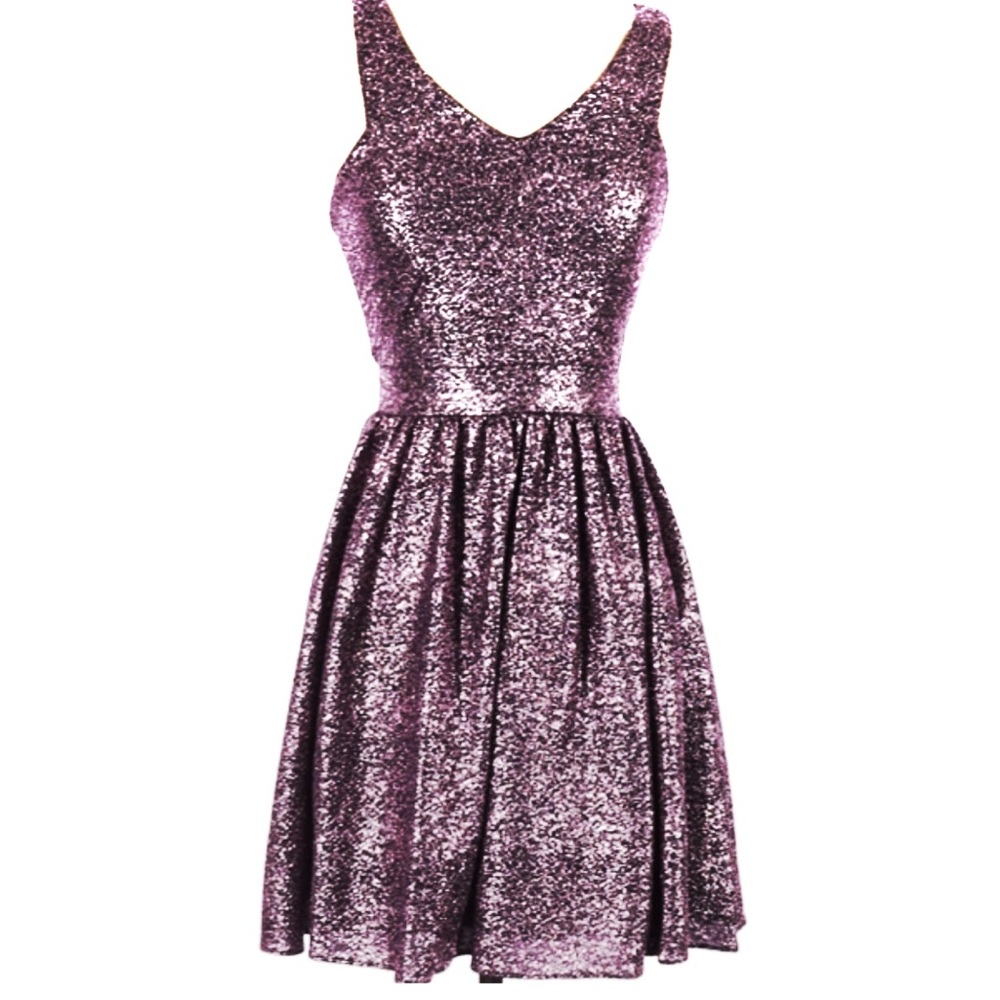 Hailey Logan by Adrianna Papell purple metallic party cocktail mini dress 1/2